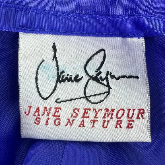 Vintage Jane Seymour 100% Silk Barrel Trousers Pants 8 Petite Blue Satin Disco - Picture 6 of 8